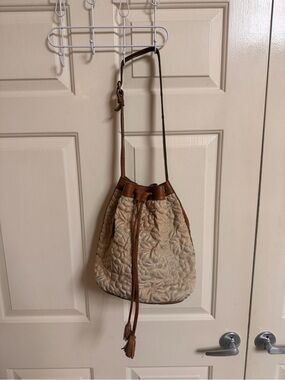VTG ANABAGLISH 100% Leather Cream Shoulder Bag boho lagen gypsy